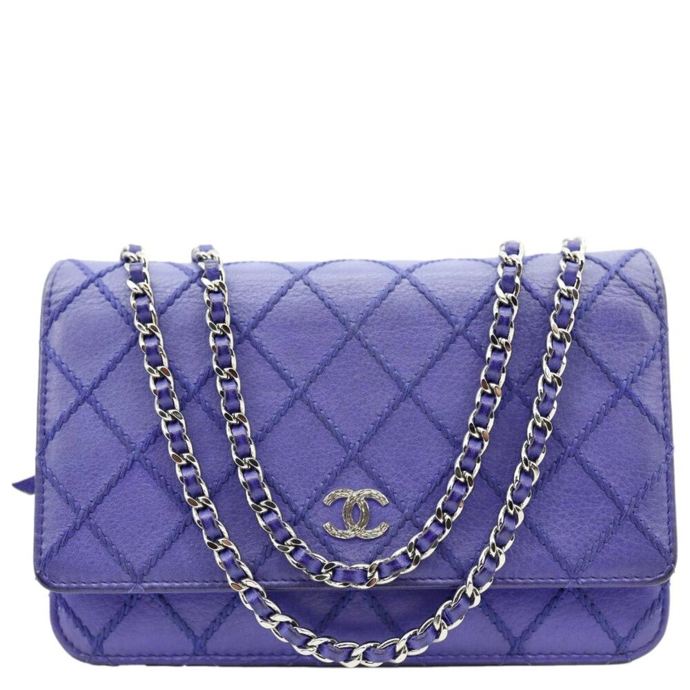 Chanel Fancy CC Quilted Calfskin Leather Wallet On Chain Bag Blue